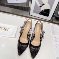 Dior Women CD J’Adior Slingback Pump Transparent Mesh Embroidered Black Butterfly Motif (5)