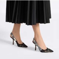 Dior Women CD J’Adior Slingback Pump Transparent Mesh Embroidered Black Butterfly Motif (5)