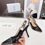 Dior Women CD J'Adior Slingback Pump Transparent Mesh Embroidered Black Butterfly Motif - Bild 7