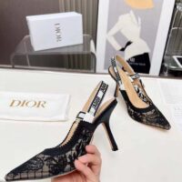 Dior Women CD J’Adior Slingback Pump Transparent Mesh Embroidered Black Butterfly Motif (5)