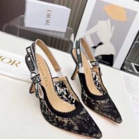 Dior Women CD J’Adior Slingback Pump Transparent Mesh Embroidered Black Butterfly Motif (5)