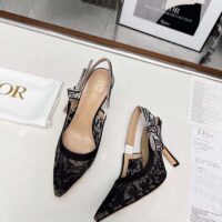 Dior Women CD J’Adior Slingback Pump Transparent Mesh Embroidered Black Butterfly Motif (5)