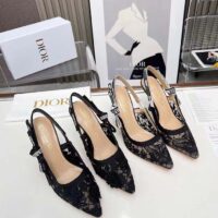 Dior Women CD J’Adior Slingback Pump Transparent Mesh Embroidered Black Butterfly Motif (5)