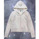 Dior Women CD Macrocannage Zipped Cardigan Technical Wool Cashmere White Knit – Bild 5