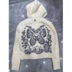 Dior Women CD Macrocannage Zipped Cardigan Technical Wool Cashmere White Knit – Bild 4