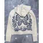 Dior Women CD Macrocannage Zipped Cardigan Technical Wool Cashmere White Knit – Bild 3