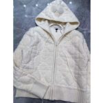 Dior Women CD Macrocannage Zipped Cardigan Technical Wool Cashmere White Knit – Bild 2