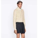 Dior Women CD Macrocannage Zipped Cardigan Technical Wool Cashmere White Knit – Bild 8