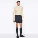 Dior Women CD Macrocannage Zipped Cardigan Technical Wool Cashmere White Knit – Bild 7