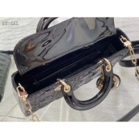 Dior Women CD Medium Lady D-Joy Bag Black Patent Cannage Calfskin (4)