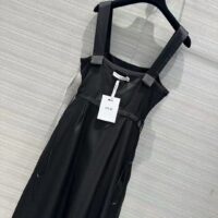 Dior Women CD Mid-Length Belted Dress Black Wool Silk (13)