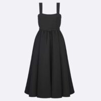 Dior Women CD Mid-Length Belted Dress Black Wool Silk (13)