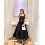 Dior Women CD Mid-Length Belted Dress Black Wool Silk – Bild 15