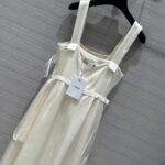 Dior Women CD Mid-Length Belted Dress Ecru Wool Silk Shantung - Bild 9