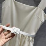 Dior Women CD Mid-Length Belted Dress Ecru Wool Silk Shantung - Bild 11