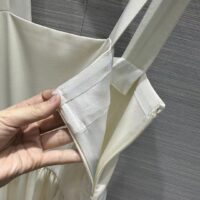 Dior Women CD Mid-Length Belted Dress Ecru Wool Silk Shantung (4)