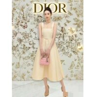 Dior Women CD Mid-Length Belted Dress Ecru Wool Silk Shantung (4)