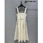 Dior Women CD Mid-Length Belted Dress Ecru Wool Silk Shantung - Bild 3