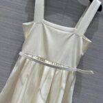 Dior Women CD Mid-Length Belted Dress Ecru Wool Silk Shantung - Bild 5