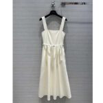 Dior Women CD Mid-Length Belted Dress Ecru Wool Silk Shantung - Bild 2
