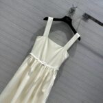 Dior Women CD Mid-Length Belted Dress Ecru Wool Silk Shantung - Bild 4