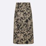 Gonna svasata di media lunghezza Dior Women CD in jacquard tecnico nero con motivo a farfalla all-over color oro