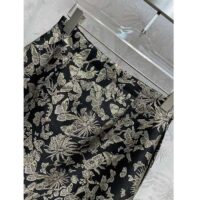 Dior Women CD Mid-Length Flared Skirt Black Technical Jacquard Gold-Tone Allover Butterfly Motif (10)