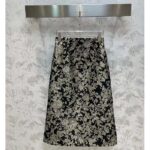 Dior Women CD Mid-Length Flared Skirt Black Technical Jacquard Gold-Tone Allover Butterfly Motif - immagine 2
