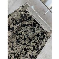 Dior Women CD Mid-Length Flared Skirt Black Technical Jacquard Gold-Tone Allover Butterfly Motif (10)