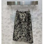 Dior Women CD Mid-Length Flared Skirt Black Technical Jacquard Gold-Tone Allover Butterfly Motif - immagine 3