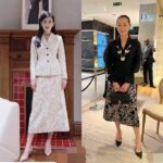 Dior Women CD Mid-Length Flared Skirt Black Technical Jacquard Gold-Tone Allover Butterfly Motif - immagine 12