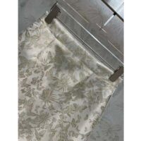 Dior Women CD Mid-Length Flared Skirt White Technical Jacquard Gold-Tone Allover Butterfly Motif (6)