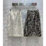 Dior Women CD Mid-Length Flared Skirt Black Technical Jacquard Gold-Tone Allover Butterfly Motif - immagine 4