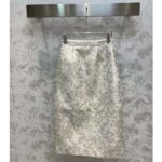 Dior Women CD Mid-Length Flared Skirt White Technical Jacquard Gold-Tone Allover Butterfly Motif - immagine 2