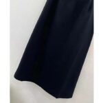 Dior Women CD Mid-Length Straight-Cut Skirt Black Wool Silk Waistband Side Vents - Image 4