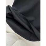 Dior Women CD Mid-Length Straight-Cut Skirt Black Wool Silk Waistband Side Vents - Image 10