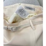 Dior Women CD Mid-Length Straight-Cut Skirt Ecru Wool Silk Waistband Side Vents - immagine 10