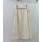 Dior Women CD Mid-Length Straight-Cut Skirt Ecru Wool Silk Waistband Side Vents - immagine 2