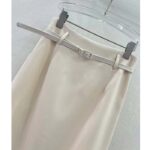 Dior Women CD Mid-Length Straight-Cut Skirt Ecru Wool Silk Waistband Side Vents - immagine 7