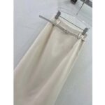 Dior Women CD Mid-Length Straight-Cut Skirt Ecru Wool Silk Waistband Side Vents - immagine 5