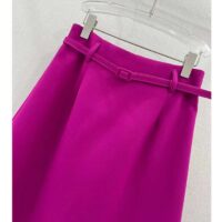 Dior Women CD Mid-Length Straight-Cut Skirt Mulberry Wool Silk Waistband Side Vents (13)