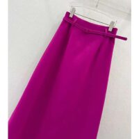 Dior Women CD Mid-Length Straight-Cut Skirt Mulberry Wool Silk Waistband Side Vents (13)