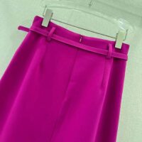 Dior Women CD Mid-Length Straight-Cut Skirt Mulberry Wool Silk Waistband Side Vents (13)