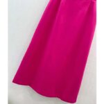 Dior Women CD Mid-Length Straight-Cut Skirt Passion Pink Wool Silk Waistband Side Vents - Image 5