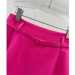 Dior Women CD Mid-Length Straight-Cut Skirt Passion Pink Wool Silk Waistband Side Vents - Image 7