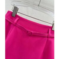 Dior Women CD Mid-Length Straight-Cut Skirt Passion Pink Wool Silk Waistband Side Vents (3)