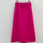 Dior Women CD Mid-Length Straight-Cut Skirt Passion Pink Wool Silk Waistband Side Vents - Image 2