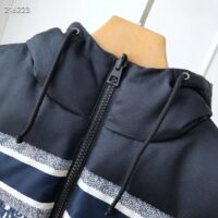 Dior Women CD Reversible Long Puffer Jacket Blue Ecru Dior Oblique Quilted Technical Taffeta (1)