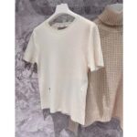 Dior Men CD Short-Sleeved Sweater Ecru Cashmere Silk Knit - Image 4