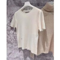 Dior Women CD Short-Sleeved Sweater Ecru Cashmere Silk Knit (2)